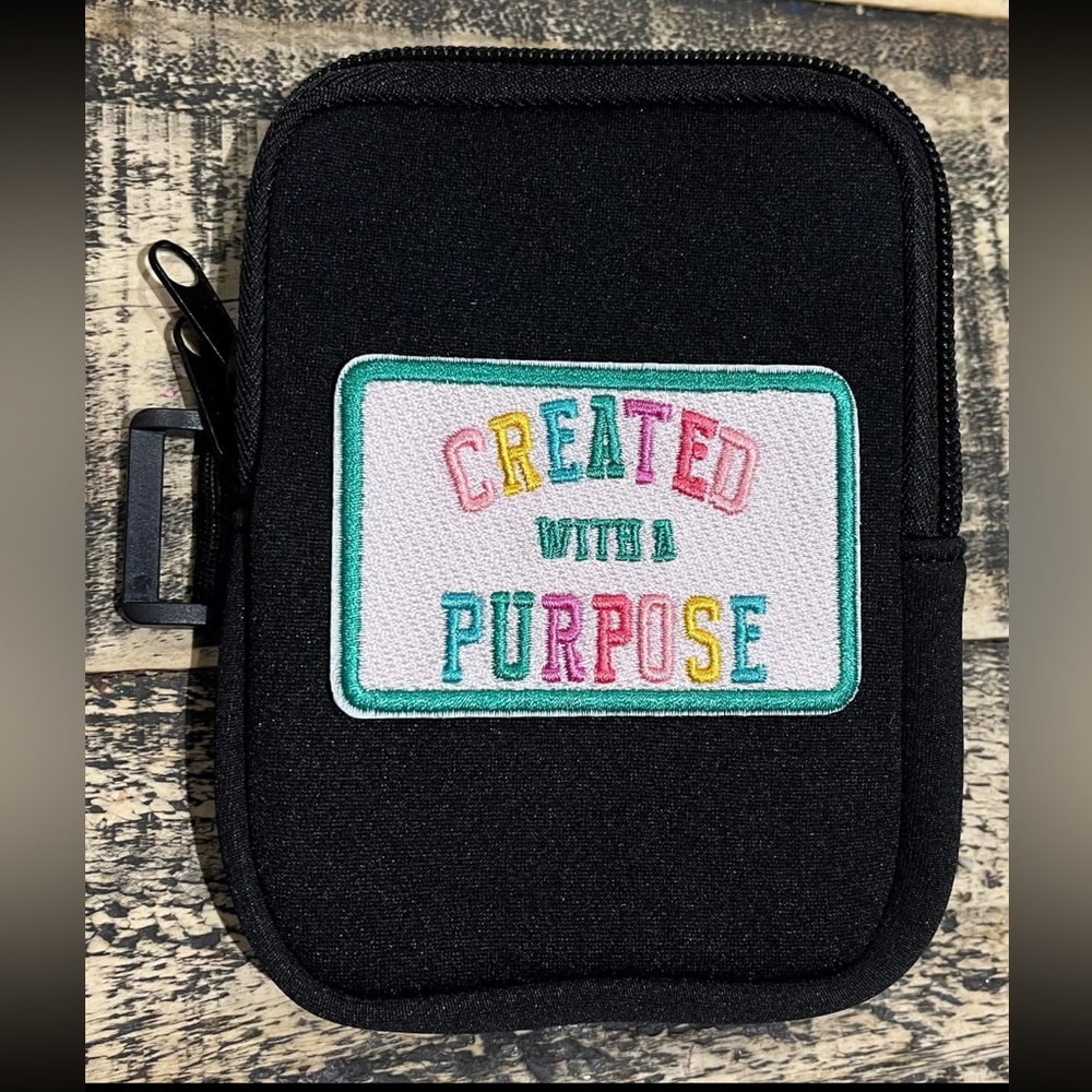 Black Pouch Sleeve with Colorful Patch for Stanley or Tumbler